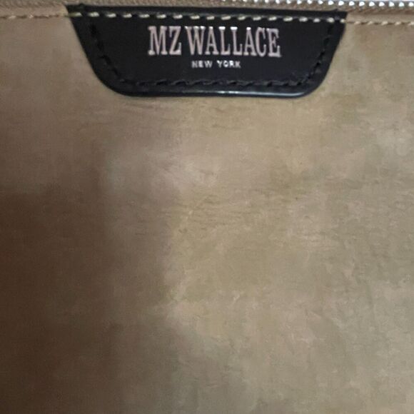 MZ Wallace Expandable Suede Leather Crossbody Tan & Black Bag - Picture 7 of 10